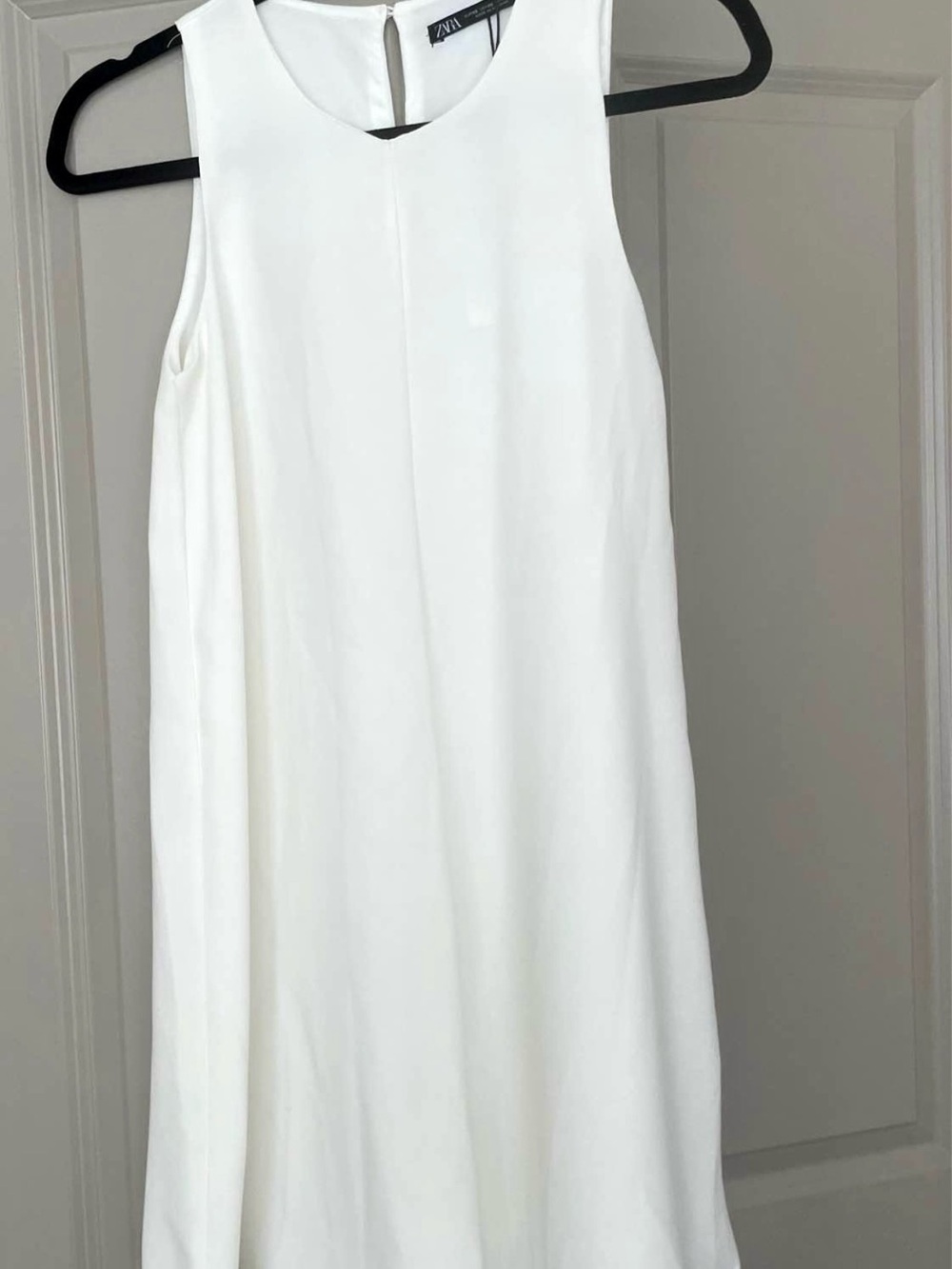Zara White Sleeveless A-Line Dress